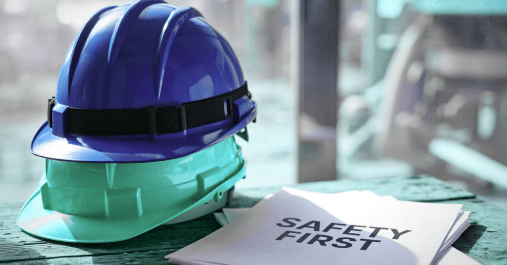 Construction hard hat representing workplace safety compliance and risk prevention